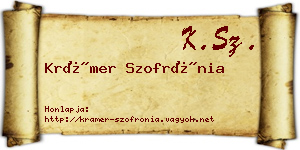 Krámer Szofrónia névjegykártya